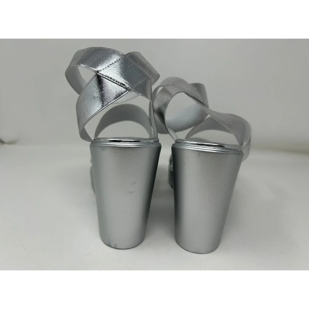 Silver Metallic Wedge Sandals for Women